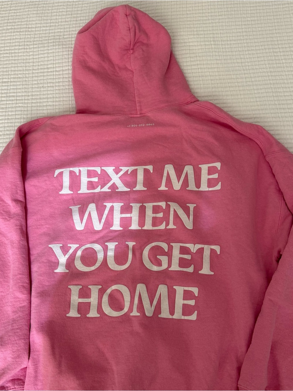 LONELY GHOST Text Me When You Get Home Pink Pullover Hoodie